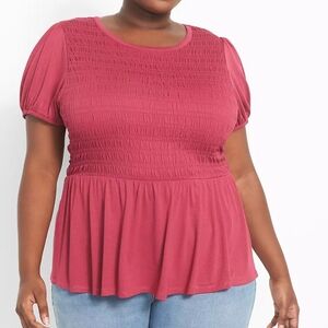 Lane Bryant Smocked Peplum Tee